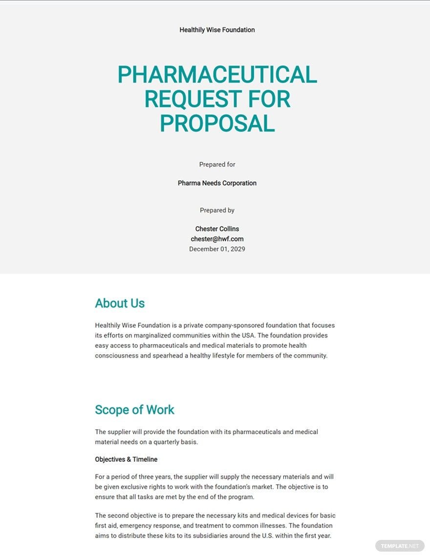 Pharmaceutical Request for Proposal Template