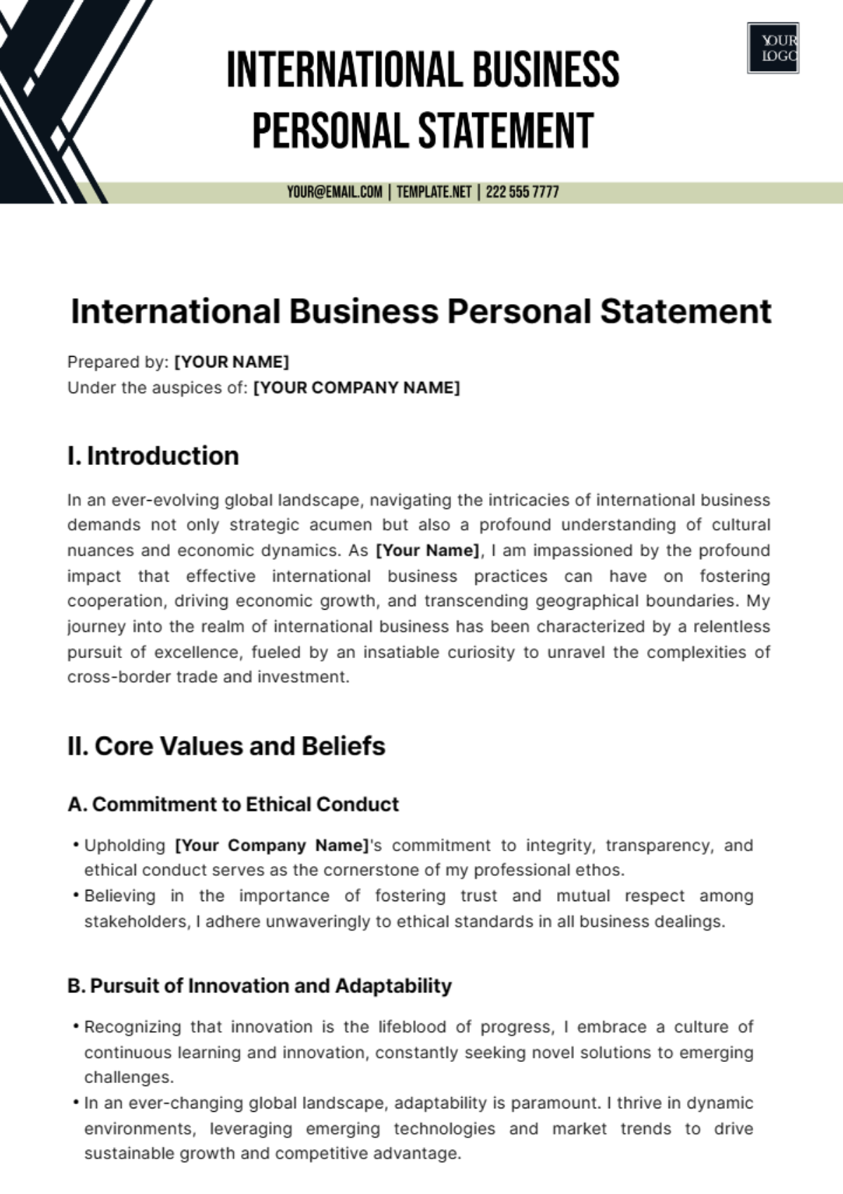 International Business Personal Statement Template - Edit Online & Download