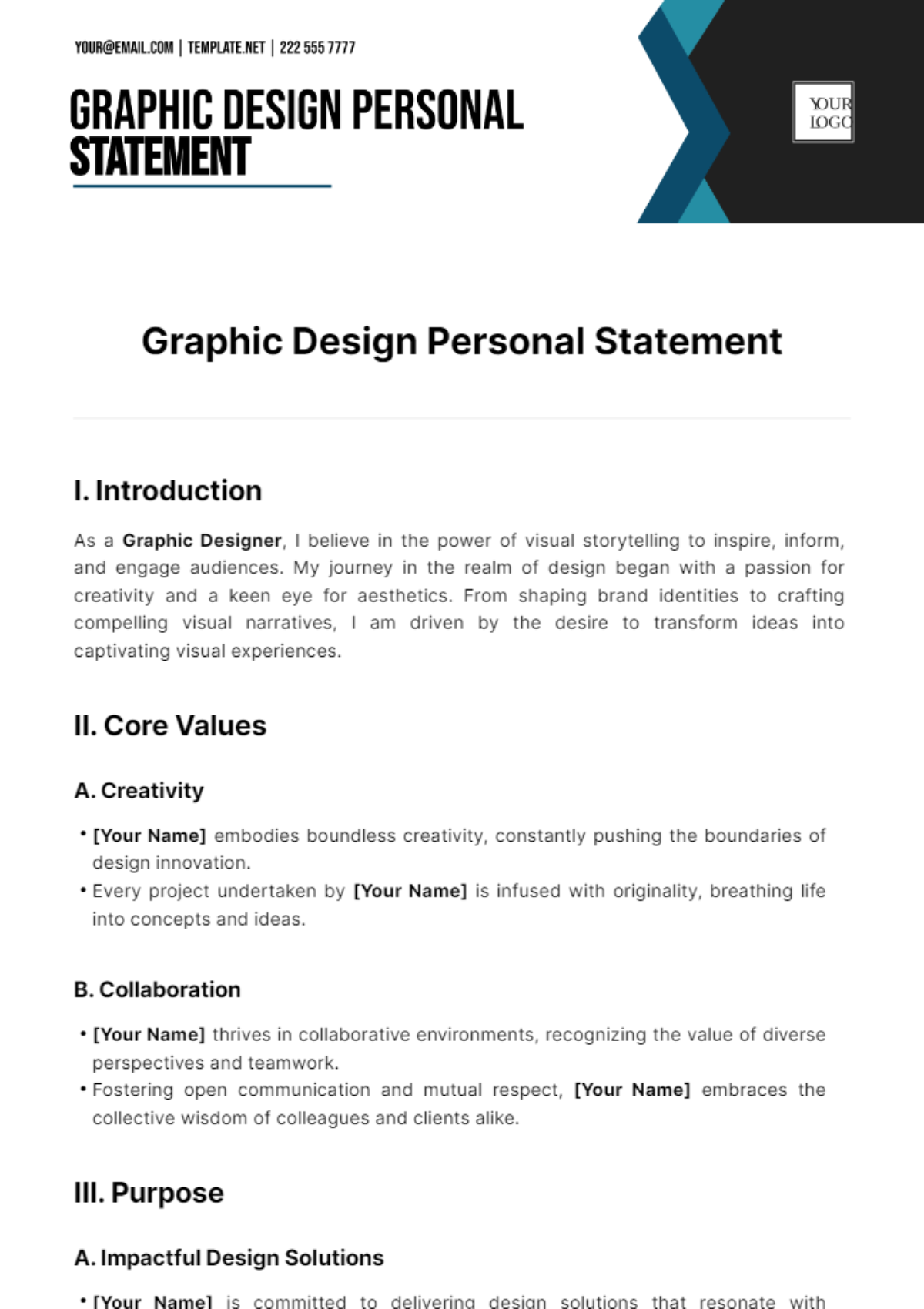 Graphic Design Personal Statement Template