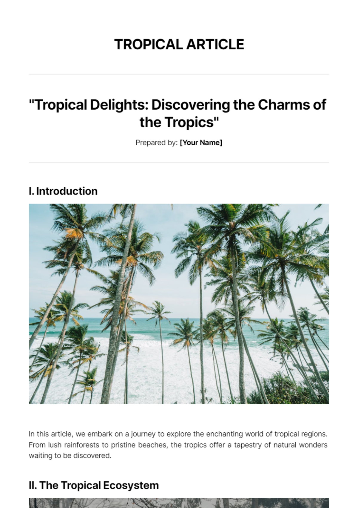 Free Tropical Article Template