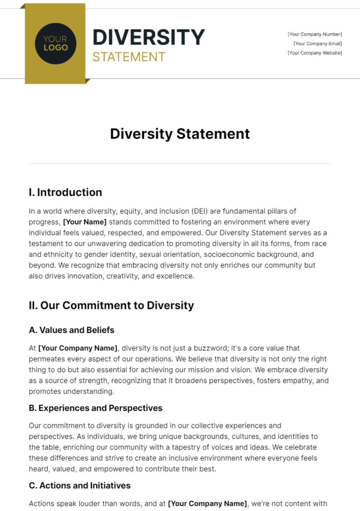 Diversity Statement Template