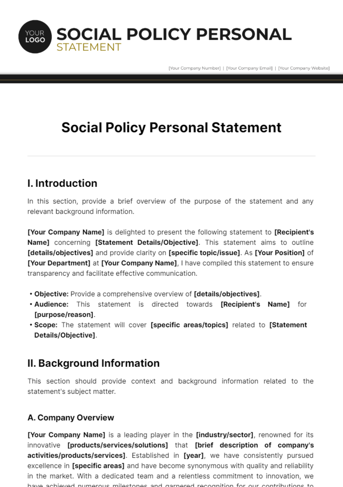 Social Policy Personal Statement Template