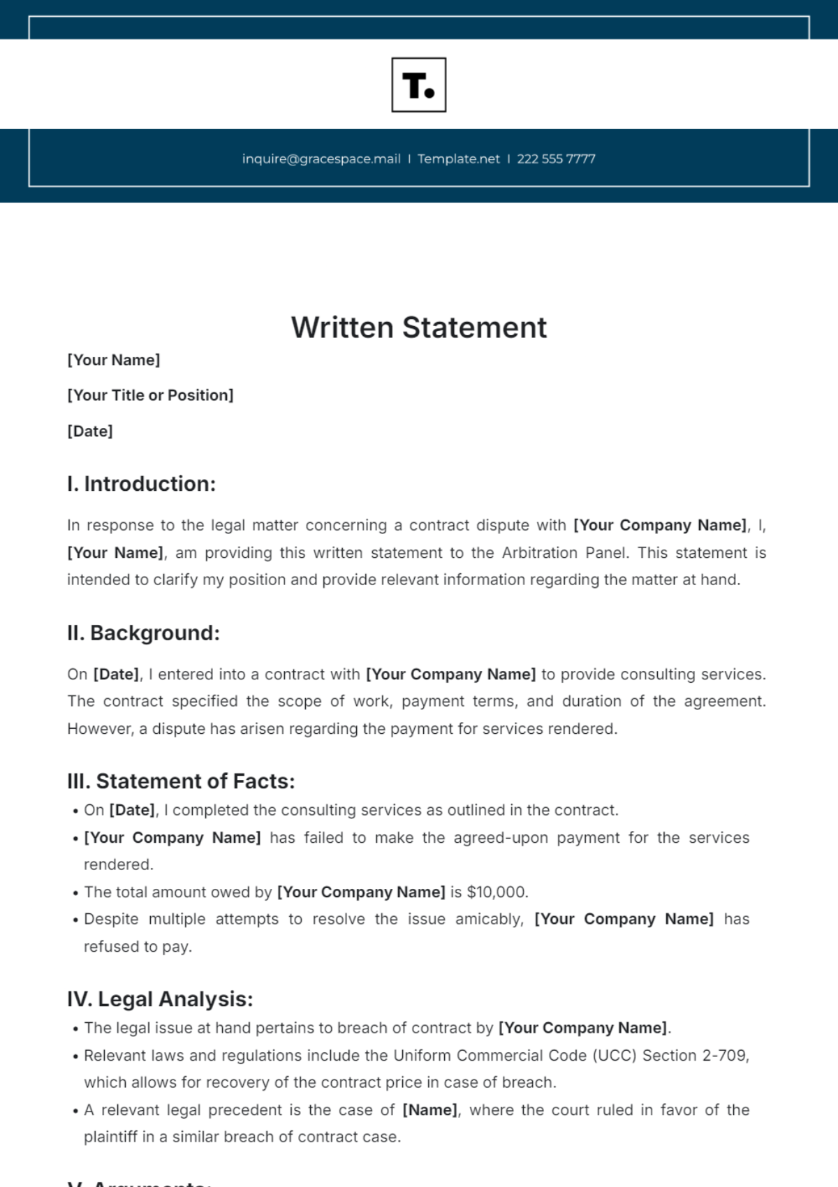 Written Statement Template