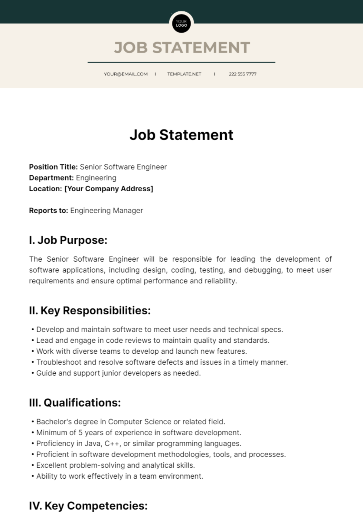 Job Statement Template Edit Online Download Example Template Job Statement Template Edit Online Download Example Template