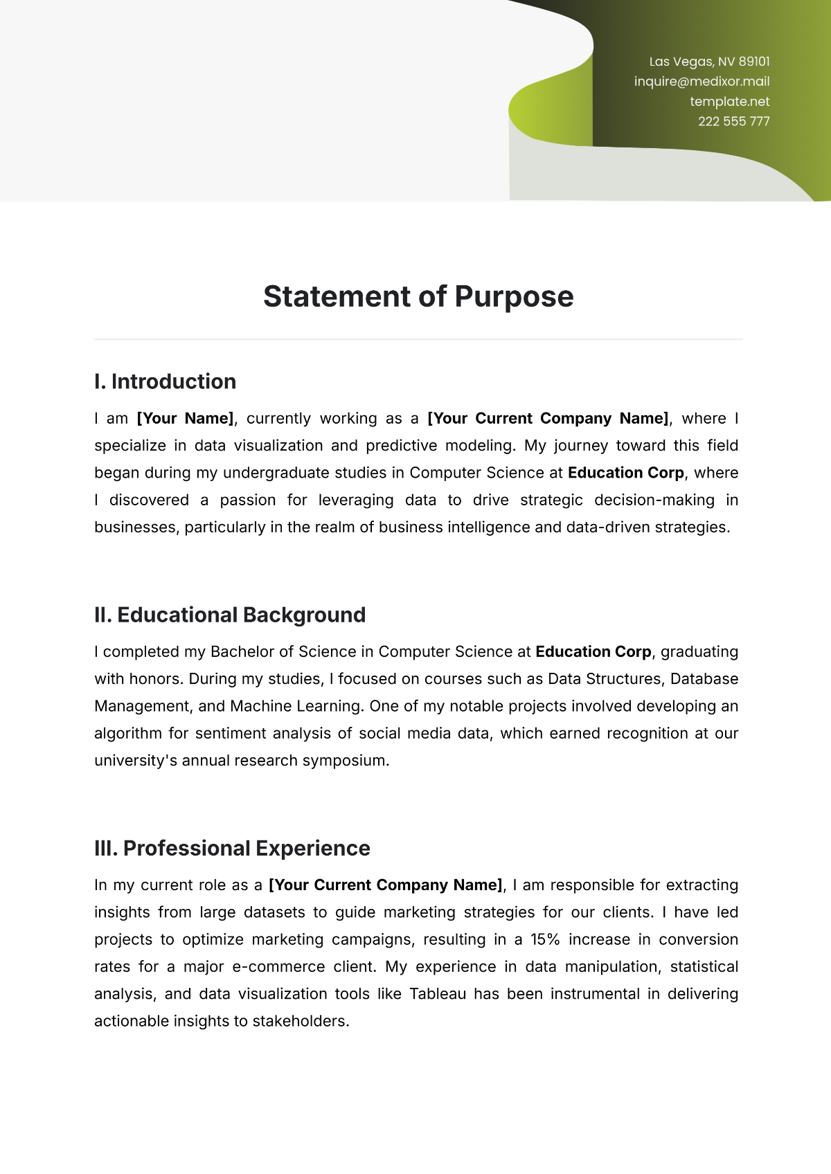 Statement of Purpose Template - Edit Online & Download