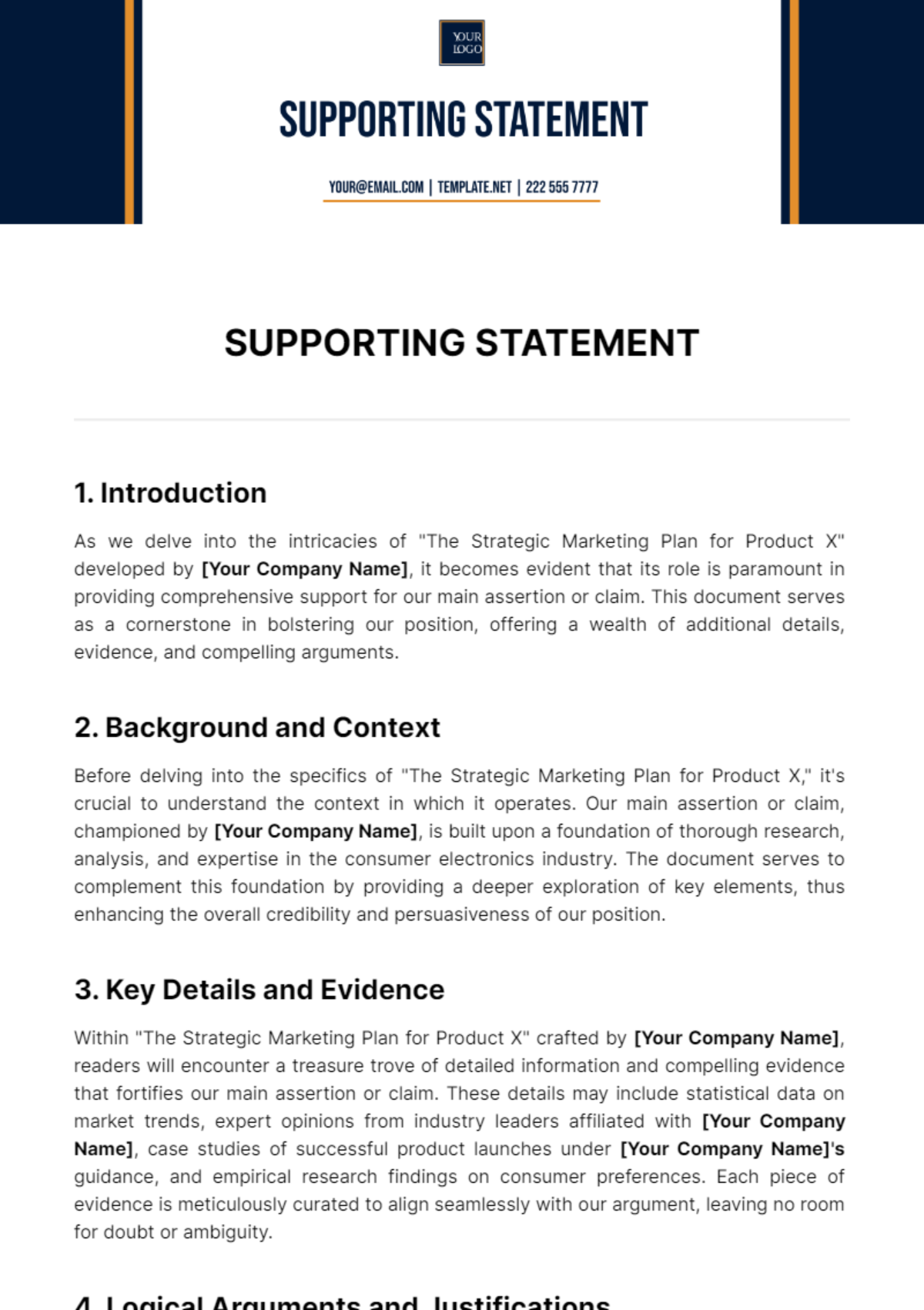 Supporting Statement Template