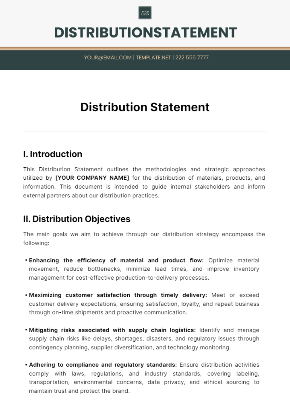 Distribution Statement Template