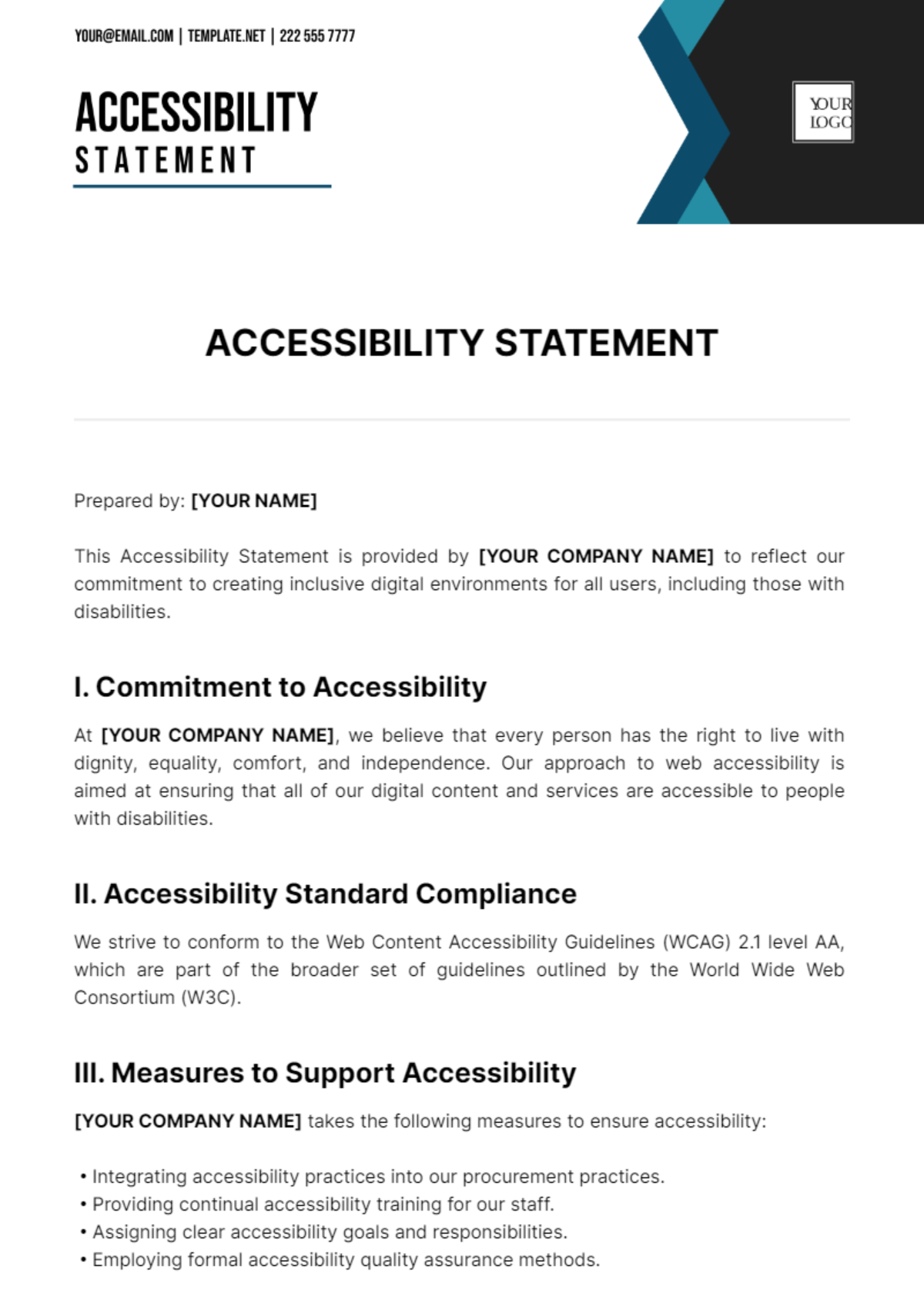 Accessibility Statement Template