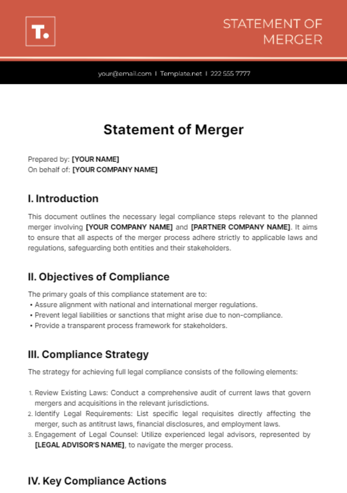 Statement of Merger Template