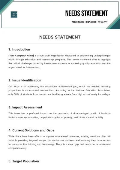 Free Needs Statement Template to Edit Online