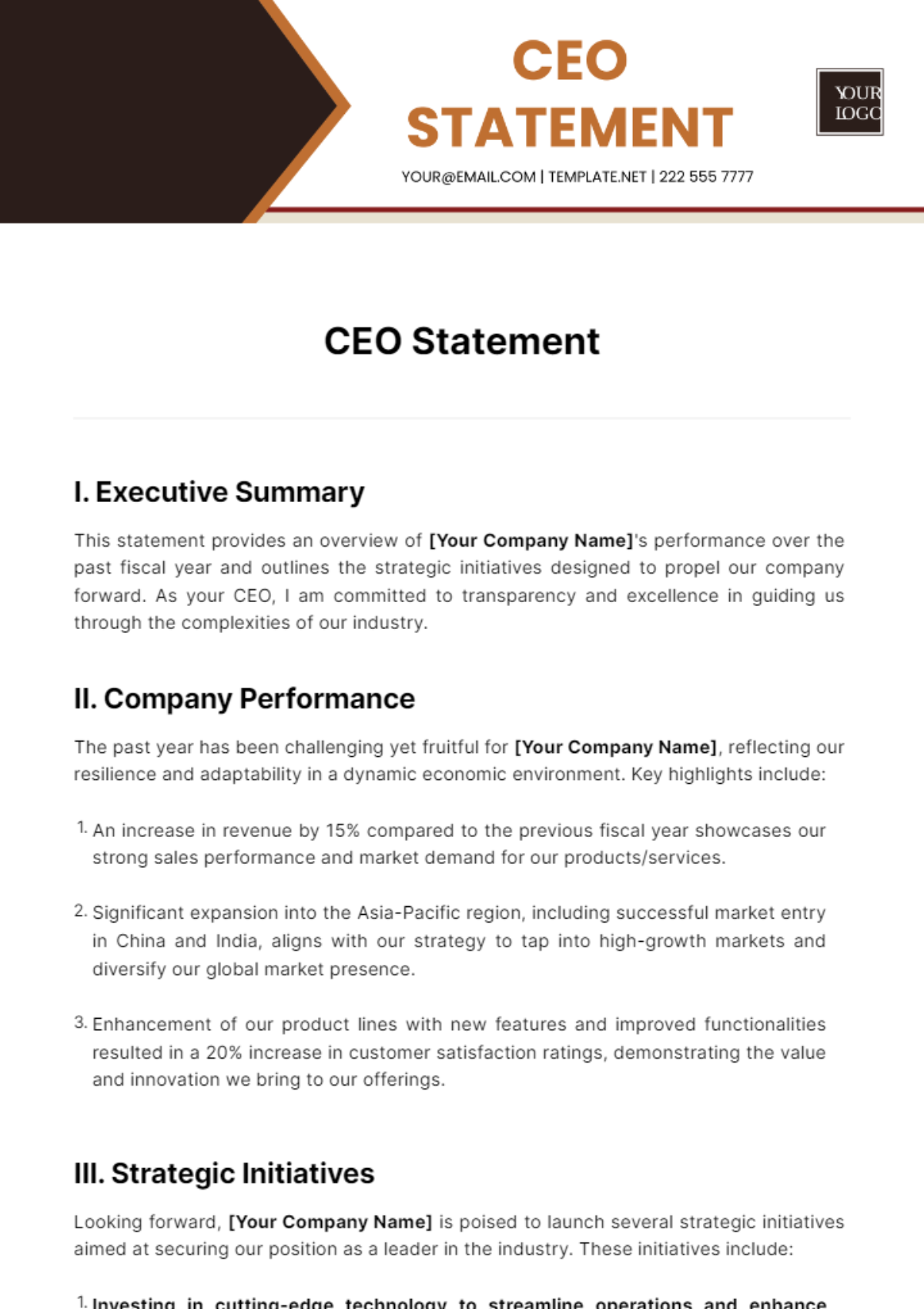 CEO Statement Template