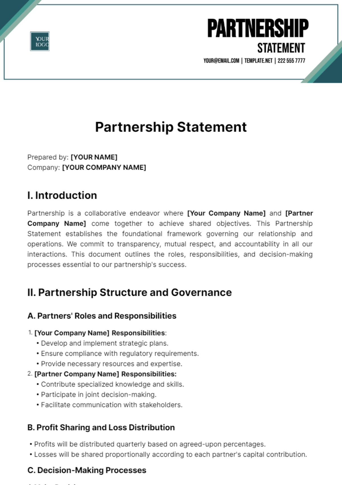 Partnership Statement Template