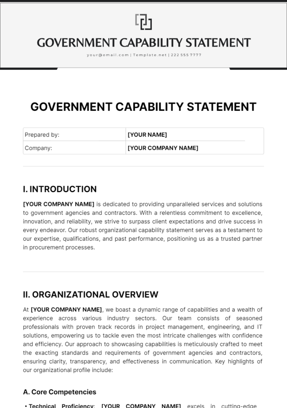Government Capability Statement Template