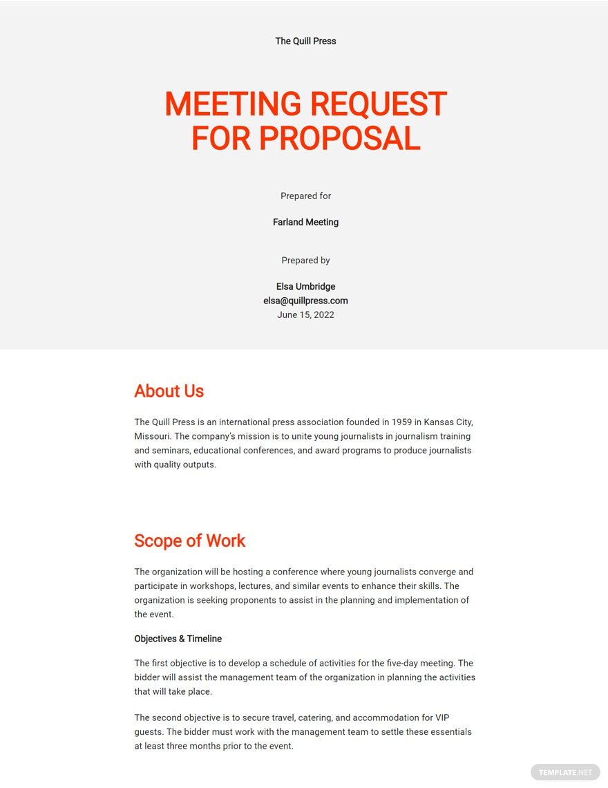 Meeting Request for Proposal Template