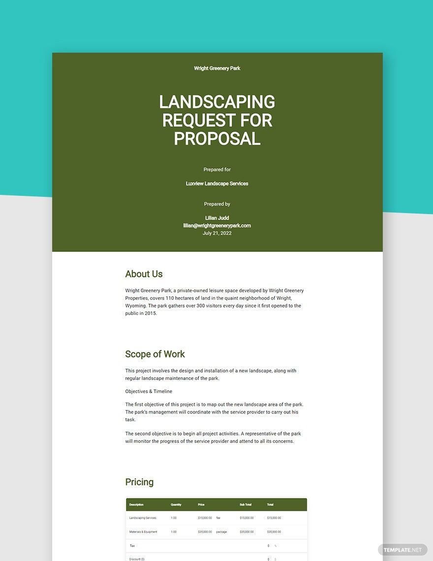 Landscaping Request for Proposal Template