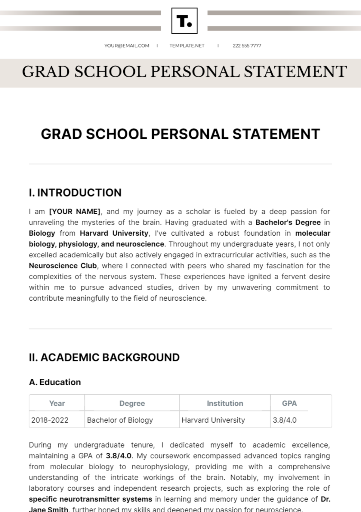 Free Personal Statement Templates To Edit Online And Print