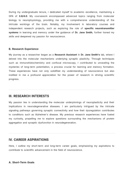 Free Grad School Personal Statement Template to Edit Online