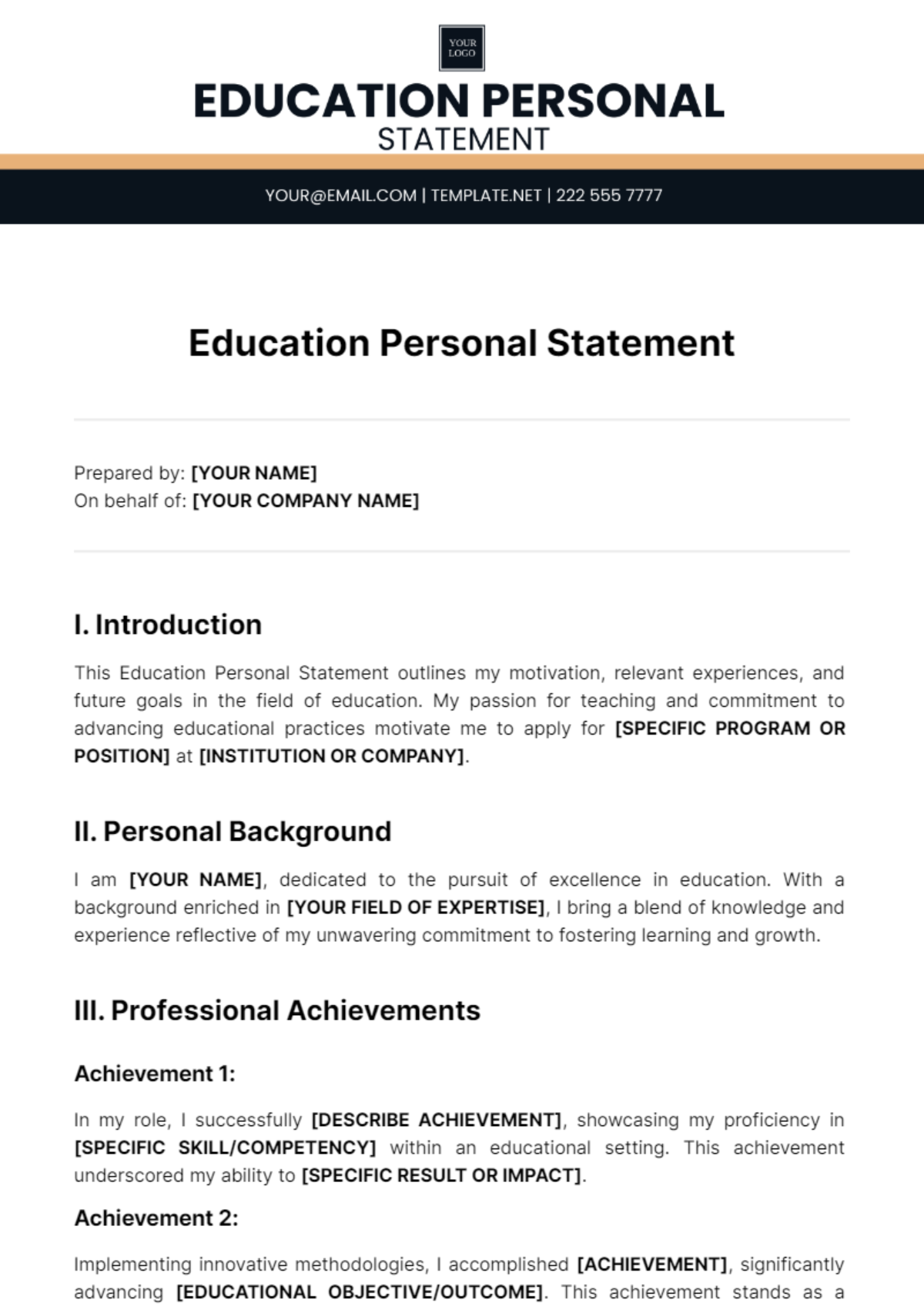 Education Personal Statement Template