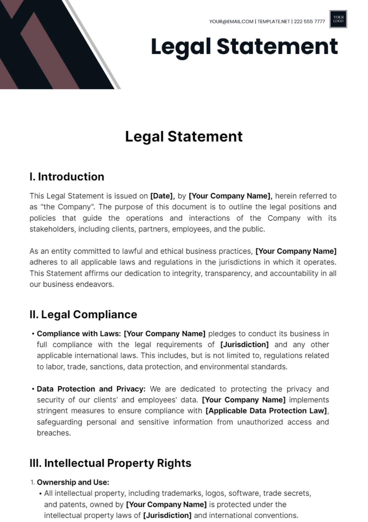 Legal Statement Template