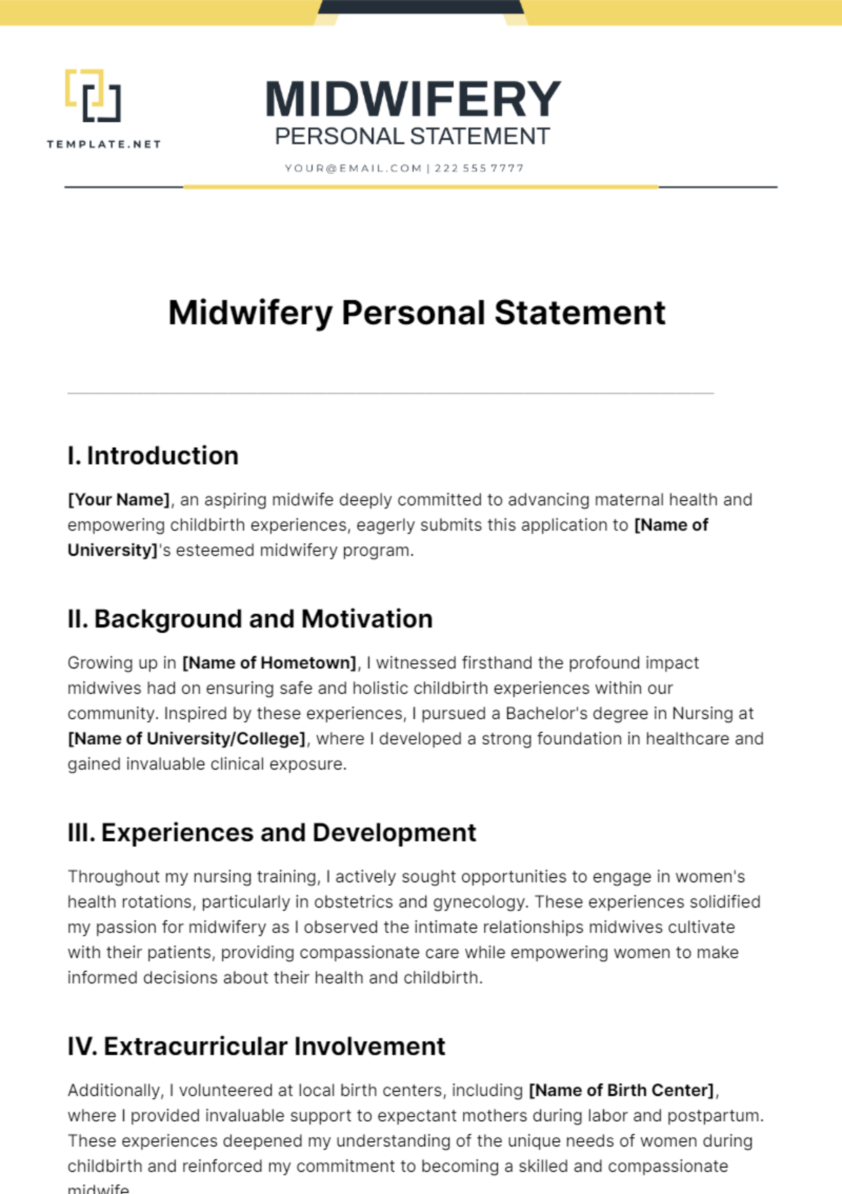 Midwifery Personal Statement Template