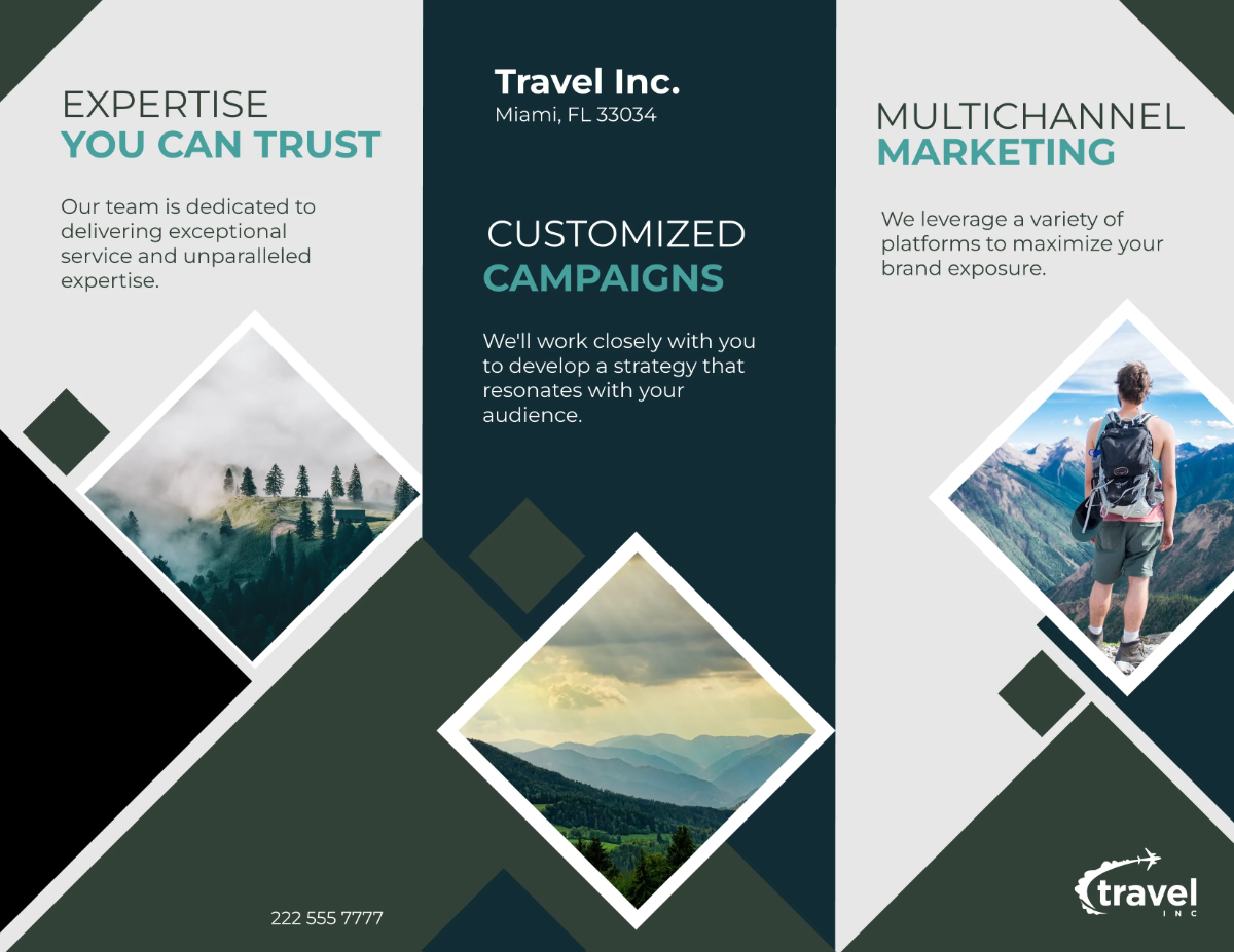 Free Travel Agency Advertising Brochure Template to Edit Online