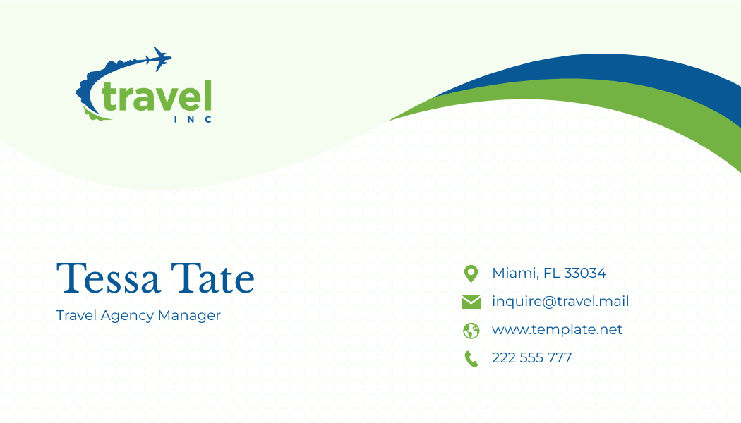 Travel Agency Manager Business Card