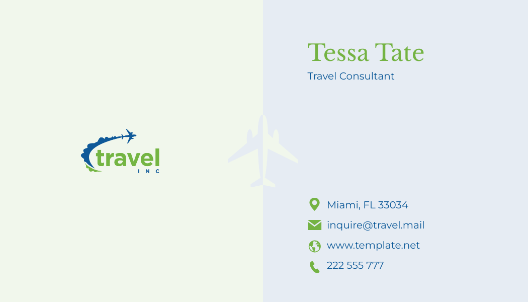 Free Travel Consultant Business Card Template