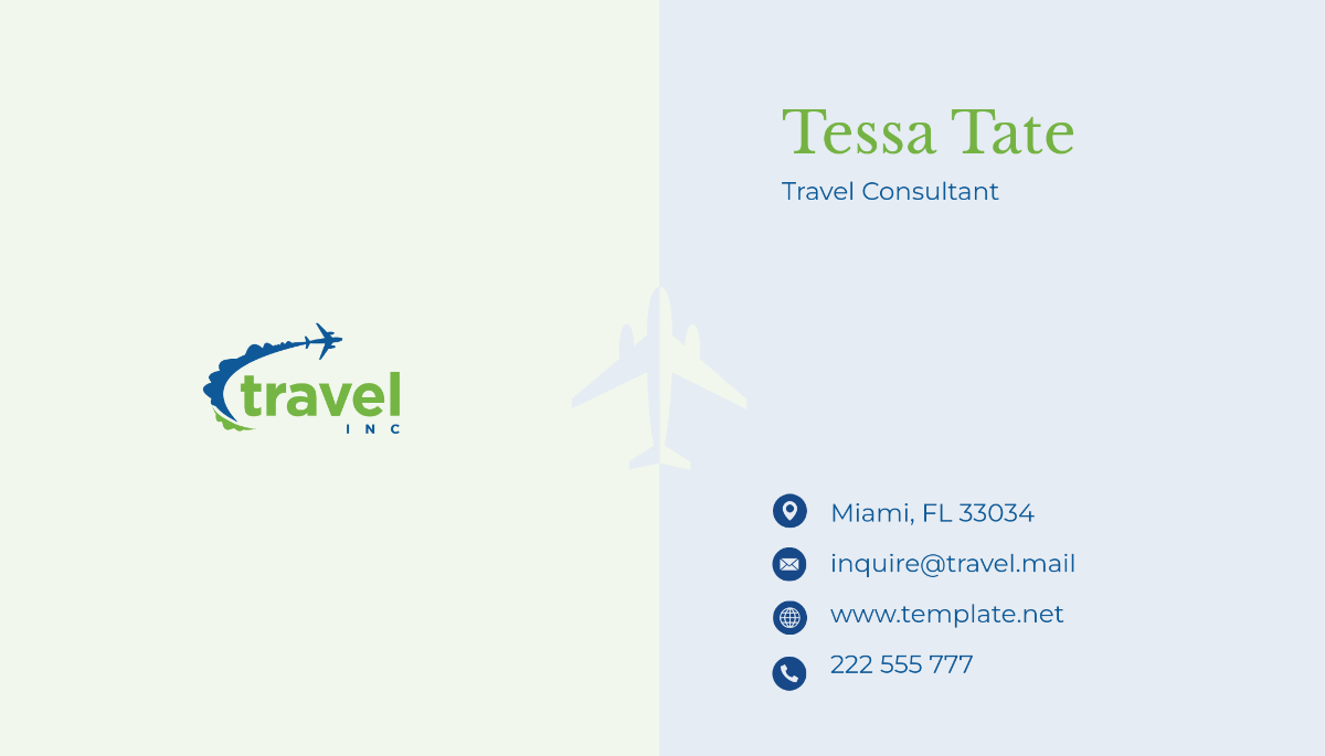 Free Travel Consultant Business Card Template to Edit Online
