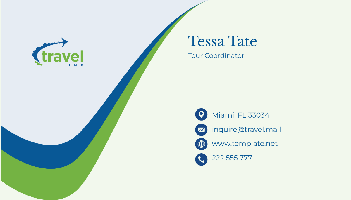 Free Tour Coordinator Business Card Template to Edit Online