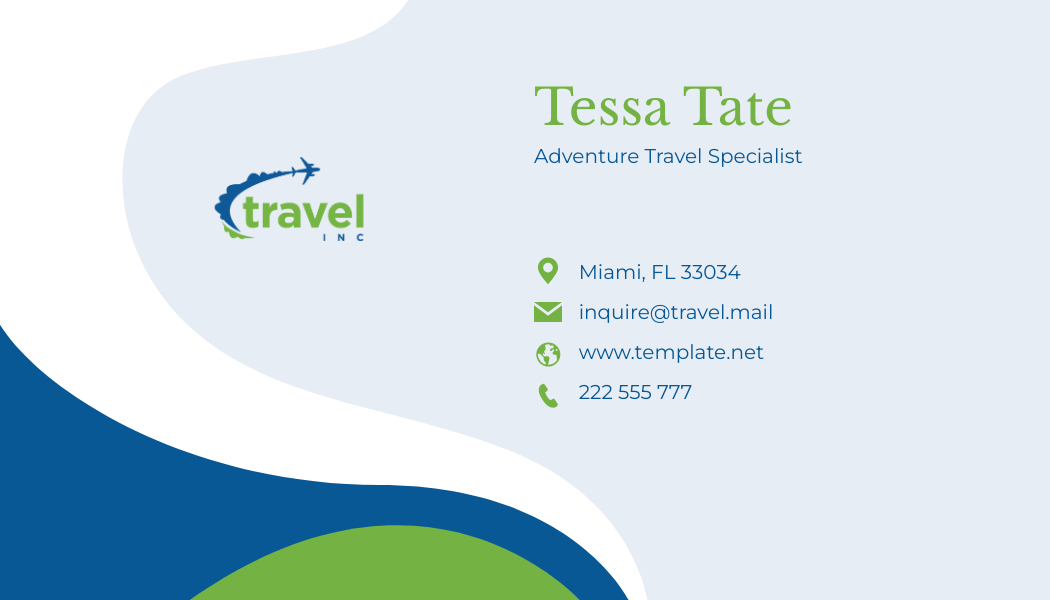 Free Adventure Travel Specialist Business Card Template