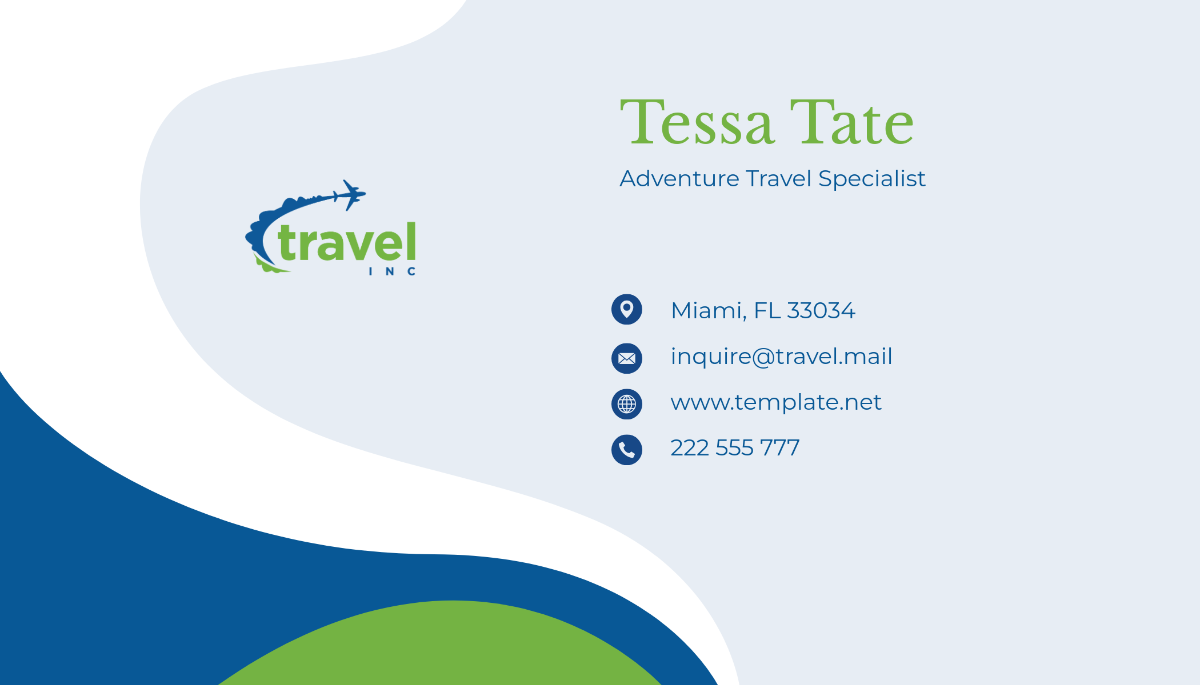 Free Adventure Travel Specialist Business Card Template to Edit Online