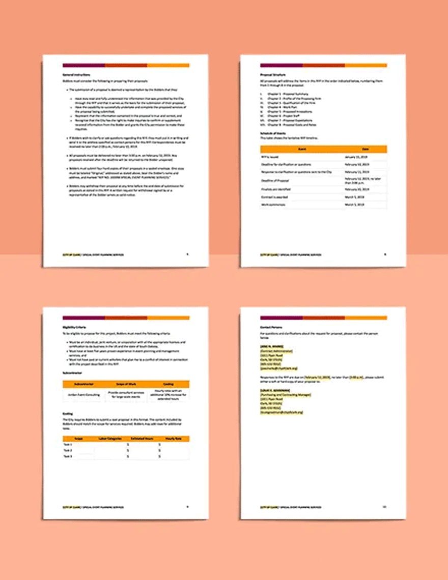 Event Planning Request for Proposal Template