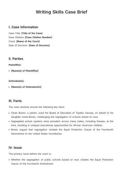 Free Writing Skills Case Brief Template to Edit Online