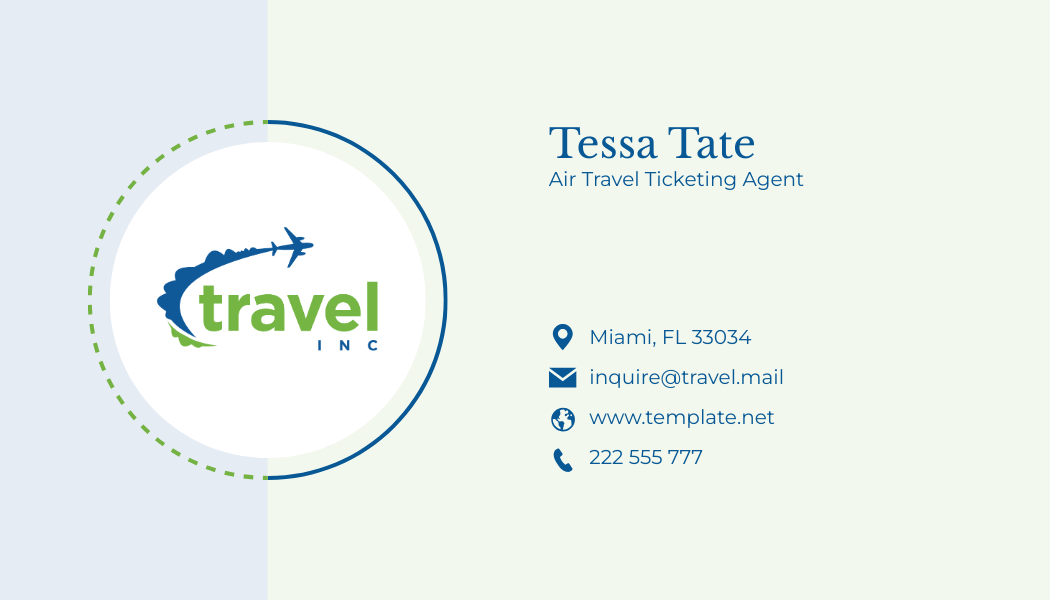 Air Travel Ticketing Agent Business Card