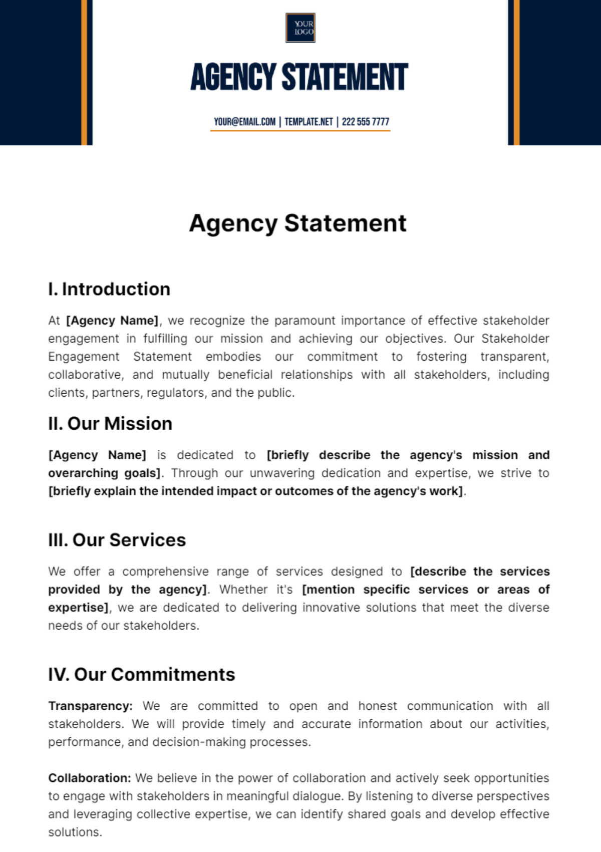 Agency Statement Template