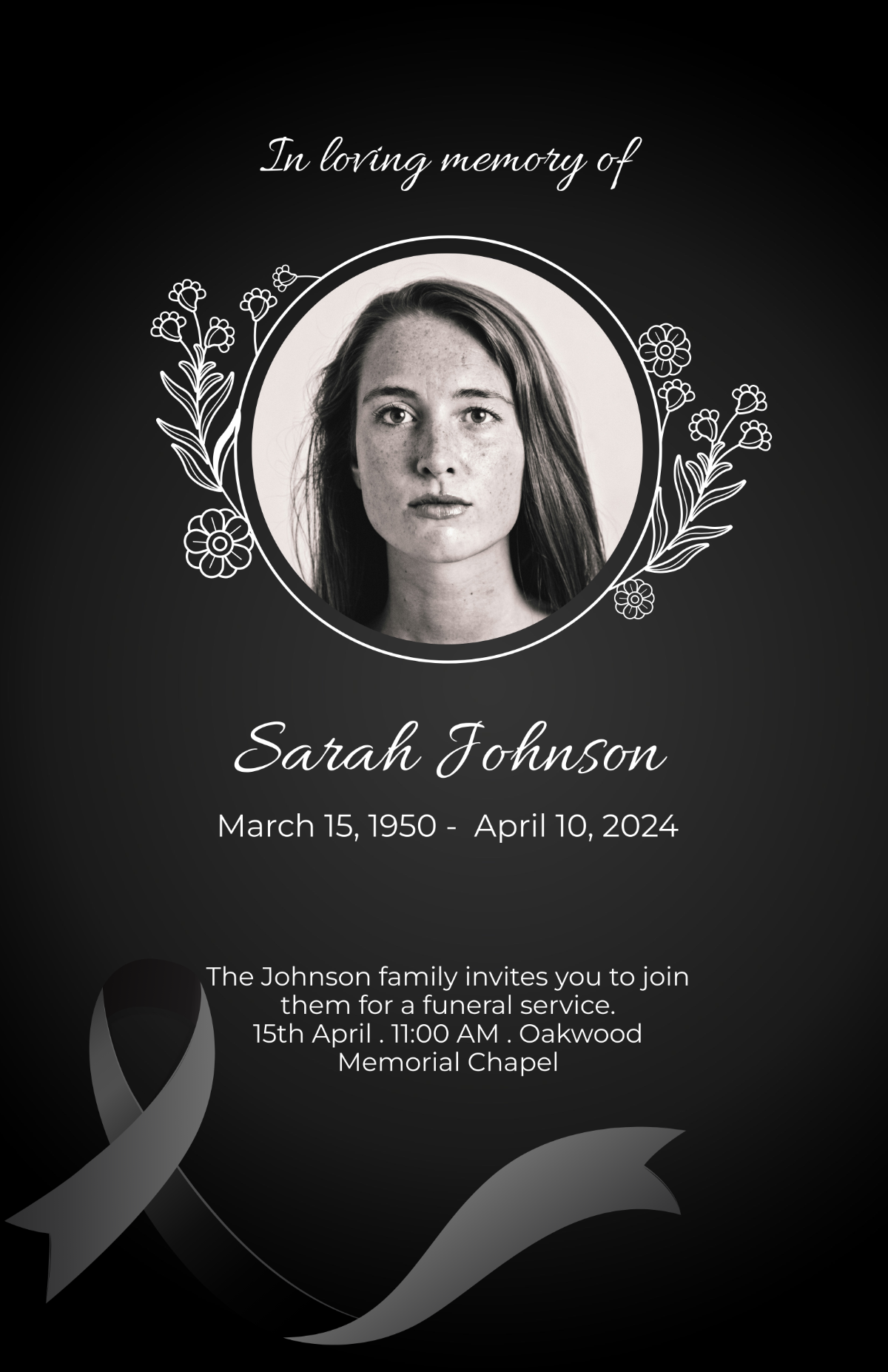 Free Obituary Poster Template