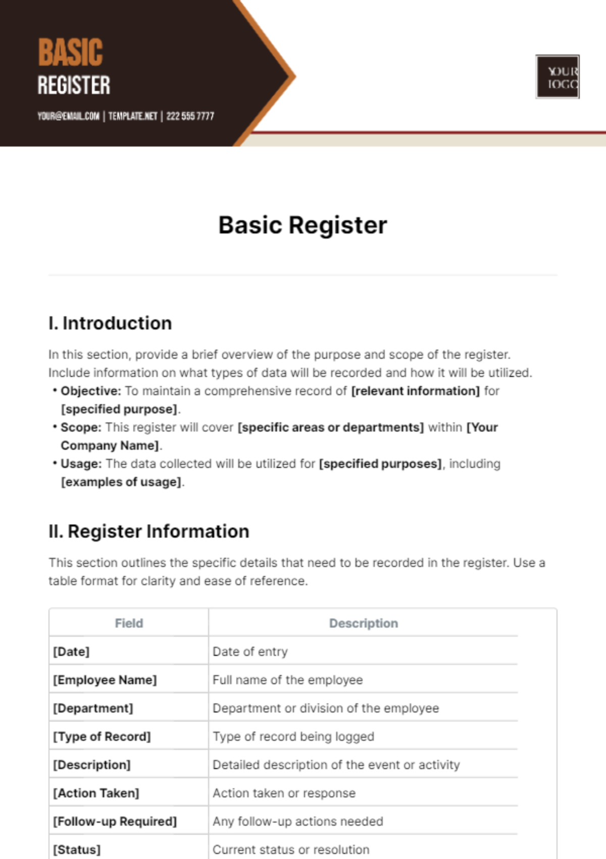 Basic Register Template
