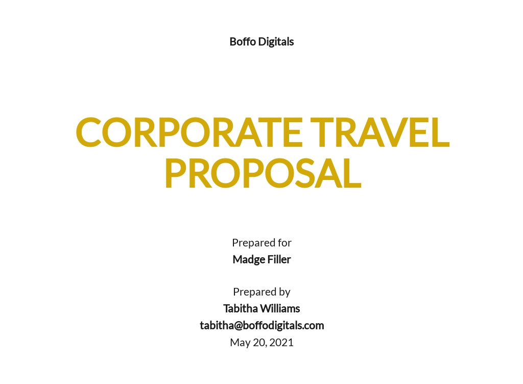 Corporate Travel Proposal Template - Google Docs, Word, Apple Pages