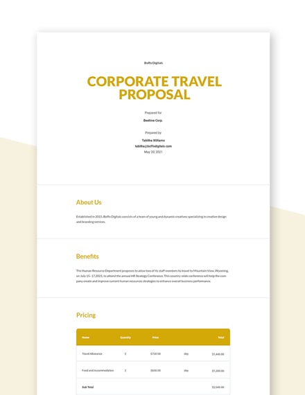 Travel Business Proposal Template Google Docs InDesign Word Apple