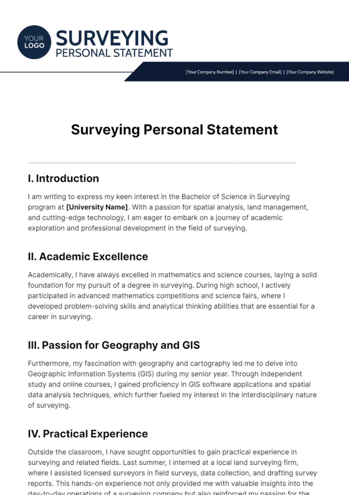 Surveying Personal Statement Template