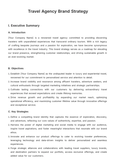 Free Travel Agency Brand Strategy Template to Edit Online