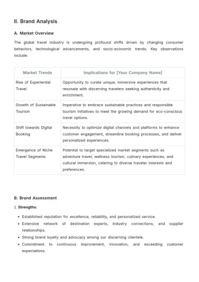 Free Travel Agency Brand Strategy Template to Edit Online