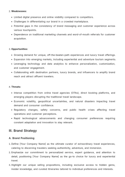 Free Travel Agency Brand Strategy Template to Edit Online