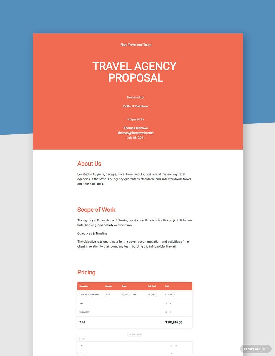 Travel Agency Proposal Template