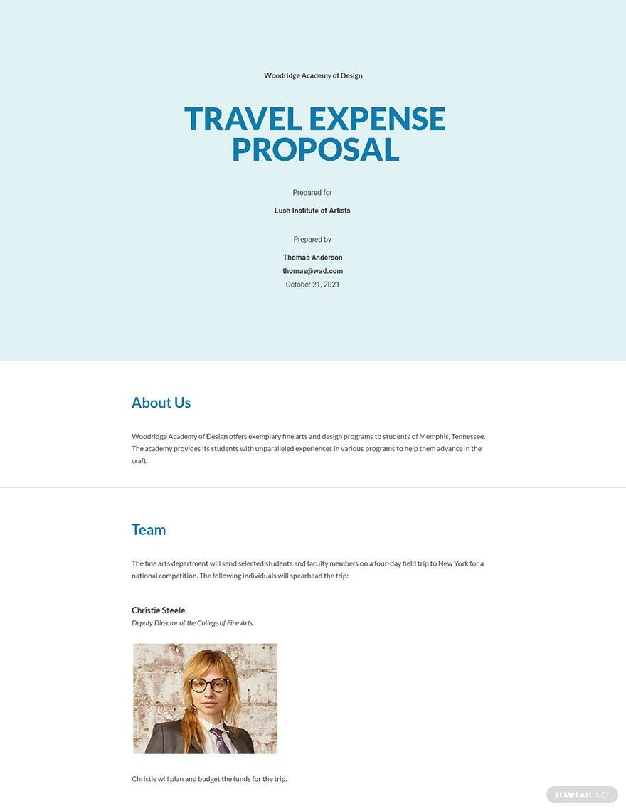 Travel Expense Proposal Template