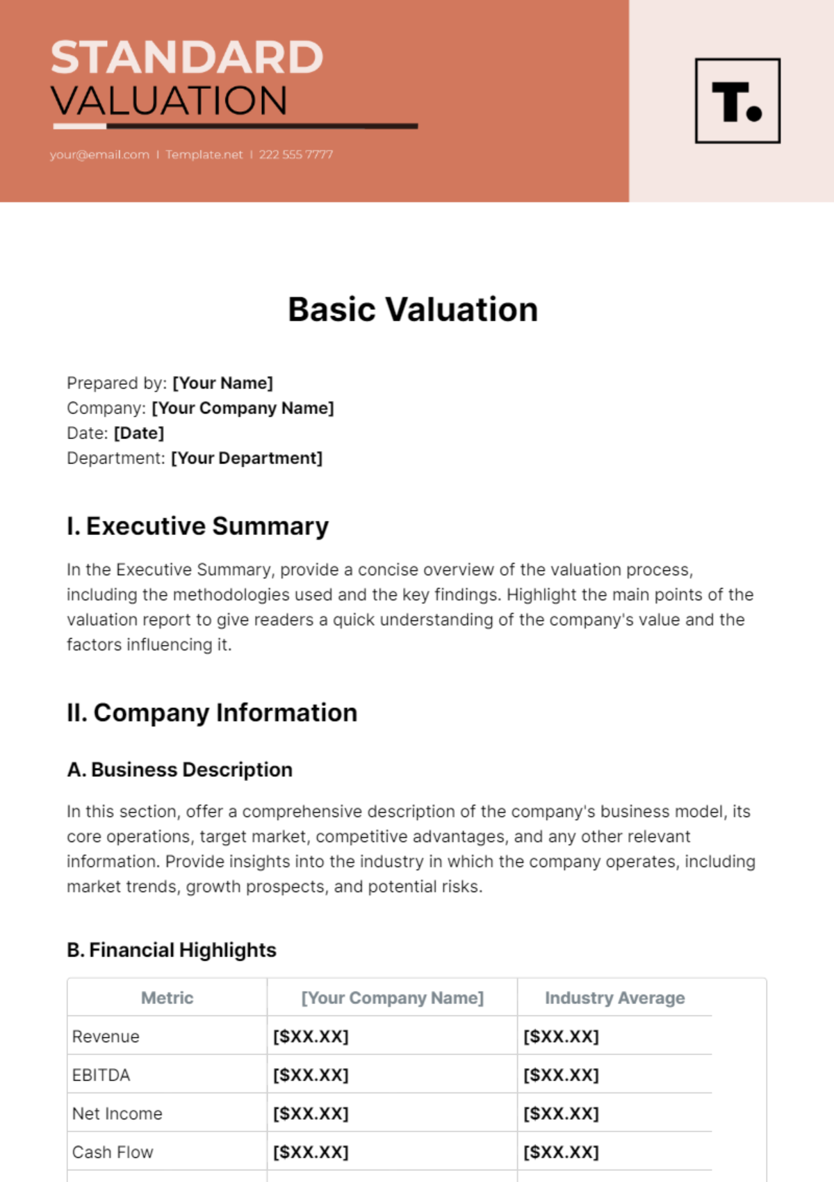 Basic Valuation Template