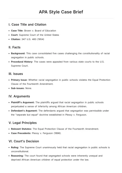 Free APA Style Case Brief Template to Edit Online