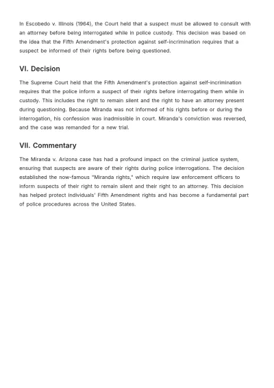 Free Miranda v. Arizona Case Brief Template to Edit Online
