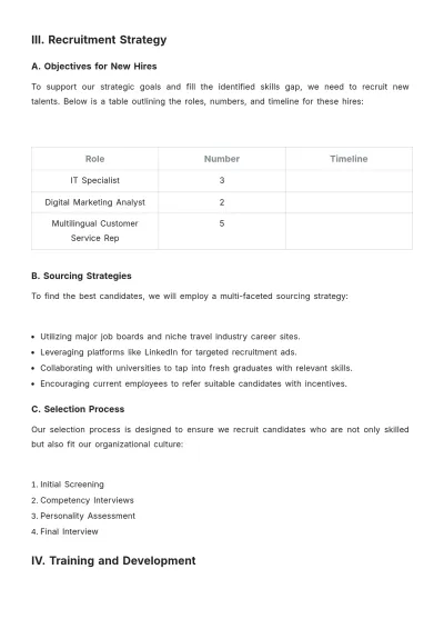 Free Travel Agency HR Plan Template to Edit Online