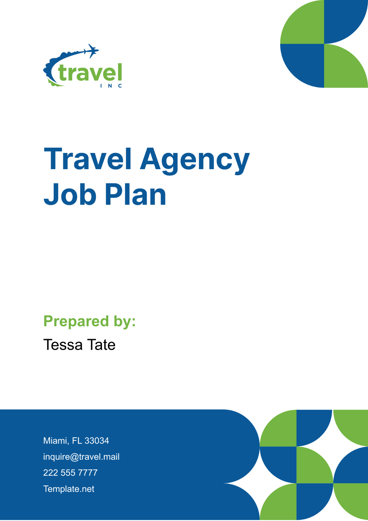Travel Agency Job Plan Template